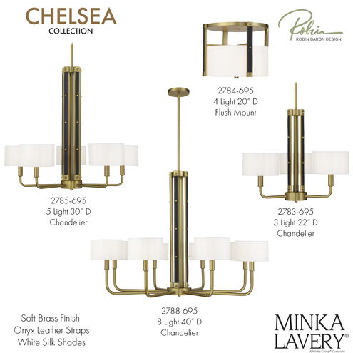 Chelsea 3 Light 22 inch Soft Brass Chandelier Ceiling Light